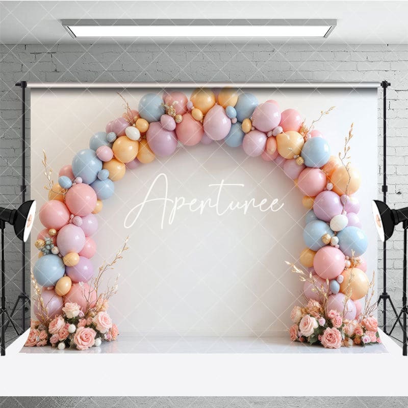 Aperturee - Aperturee Balloons Birthday Photography Backdrop For Kid Girl