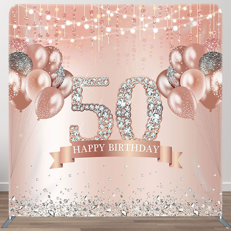 Aperturee - Aperturee Balloons Diamonds Fabric Backdrop Cover for 50th Birthday