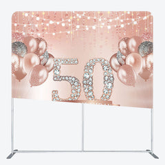 Aperturee - Aperturee Balloons Diamonds Fabric Backdrop Cover for 50th Birthday