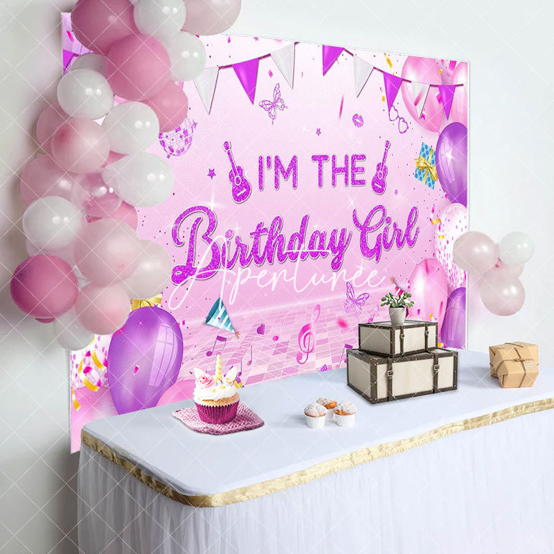 Aperturee - Aperturee Balloons Disco Musical Birthday Girl Party Backdrop