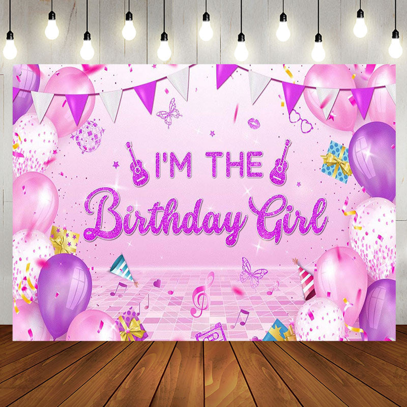 Aperturee - Aperturee Balloons Disco Musical Birthday Girl Party Backdrop