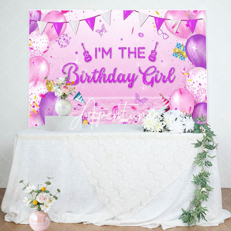 Aperturee - Aperturee Balloons Disco Musical Birthday Girl Party Backdrop