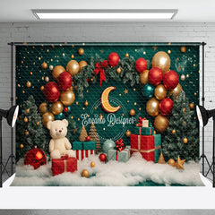 Aperturee - Aperturee Balloons Gifts Stars Moon Bear Christmas Backdrop