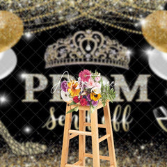 Aperturee - Aperturee Balloons Glitter Crown Prom Send Off Grad Backdrop