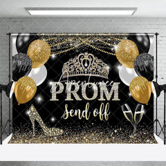 Aperturee - Aperturee Balloons Glitter Crown Prom Send Off Grad Backdrop