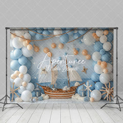 Aperturee - Aperturee Balloons Nautical Sailing Ship Cake Smash Backdrop