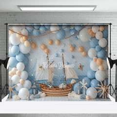 Aperturee - Aperturee Balloons Nautical Sailing Ship Cake Smash Backdrop