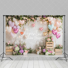 Aperturee - Aperturee Balloons Plant Floral Lighted Valentines Day Backdrop