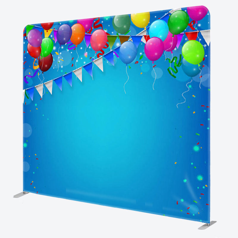 Aperturee - Aperturee Balloons Pure Blue Happy Birthday Square Backdrop