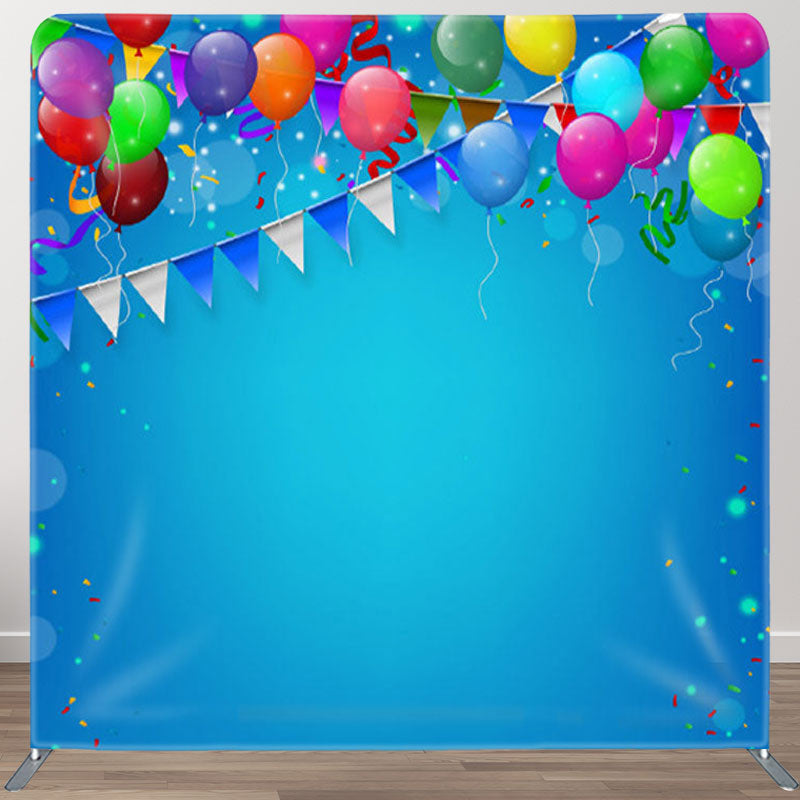 Aperturee - Aperturee Balloons Pure Blue Happy Birthday Square Backdrop