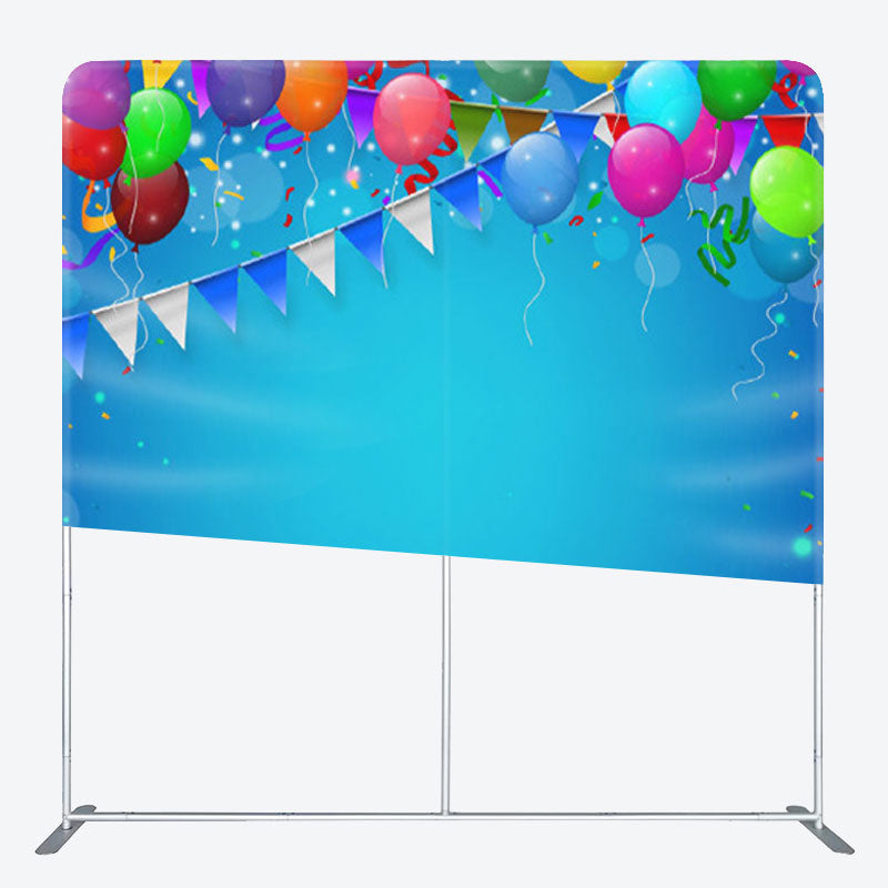 Aperturee - Aperturee Balloons Pure Blue Happy Birthday Square Backdrop