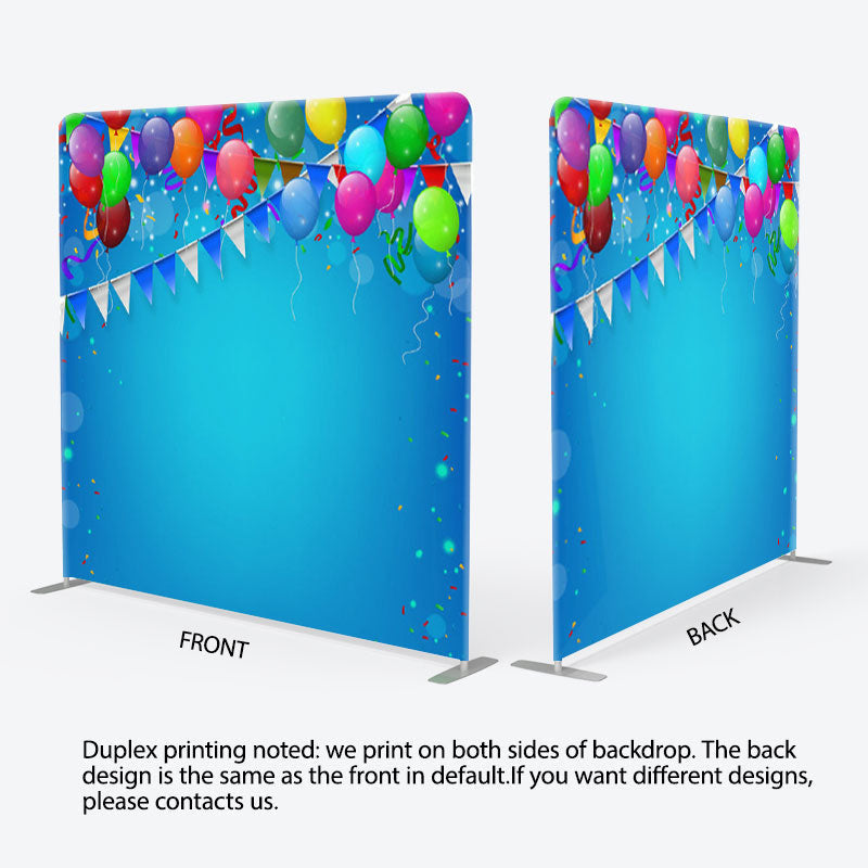 Aperturee - Aperturee Balloons Pure Blue Happy Birthday Square Backdrop