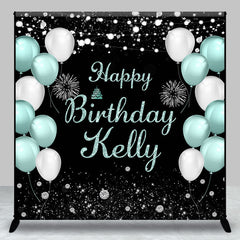 Aperturee - Aperturee Balloons Sparkle Custom Name Happy Birthday Backdrop