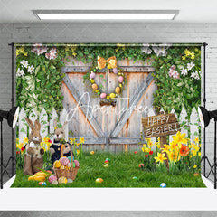 Aperturee - Aperturee Barn Door Fence Eggs Bunny Spring Easter Backdrop