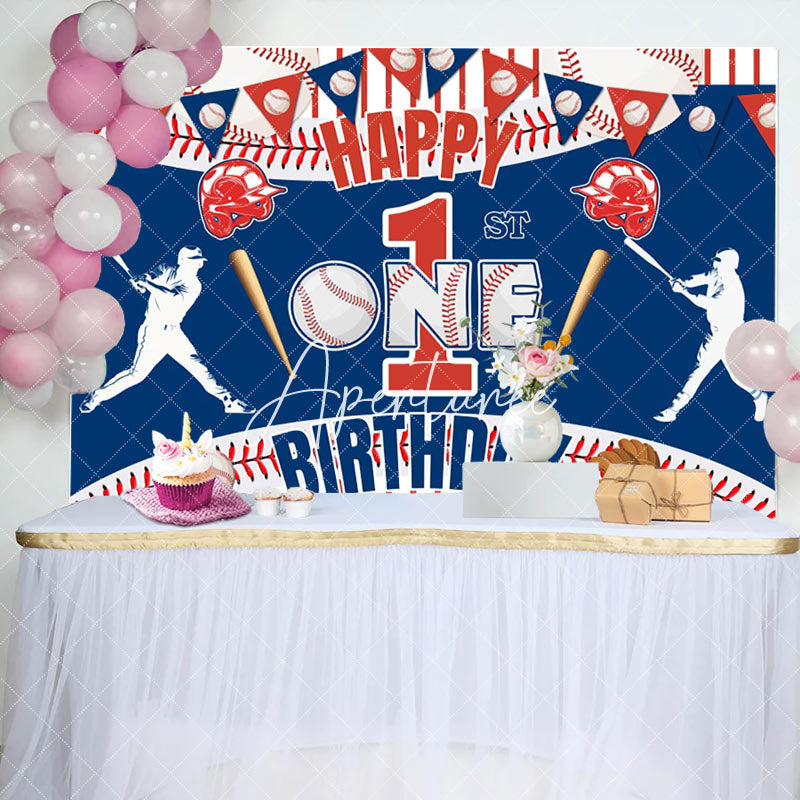 Aperturee - Aperturee Baseball Birthday Bash 1 Celebration Party Backdrop