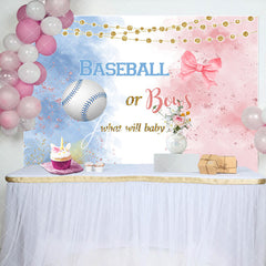 Aperturee - Aperturee Baseball Or Bows Light Strip Gender Reveal Backdrop