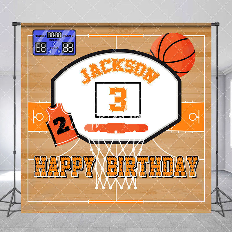 Aperturee - Aperturee Basketball Field Custom Name 3rd Birthday Backdrop