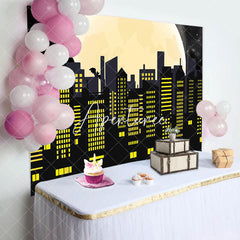 Aperturee - Aperturee Bats Moon Night Dark City Scene Birthday Backdrop