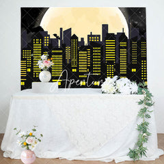 Aperturee - Aperturee Bats Moon Night Dark City Scene Birthday Backdrop