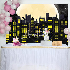 Aperturee - Aperturee Bats Moon Night Dark City Scene Birthday Backdrop