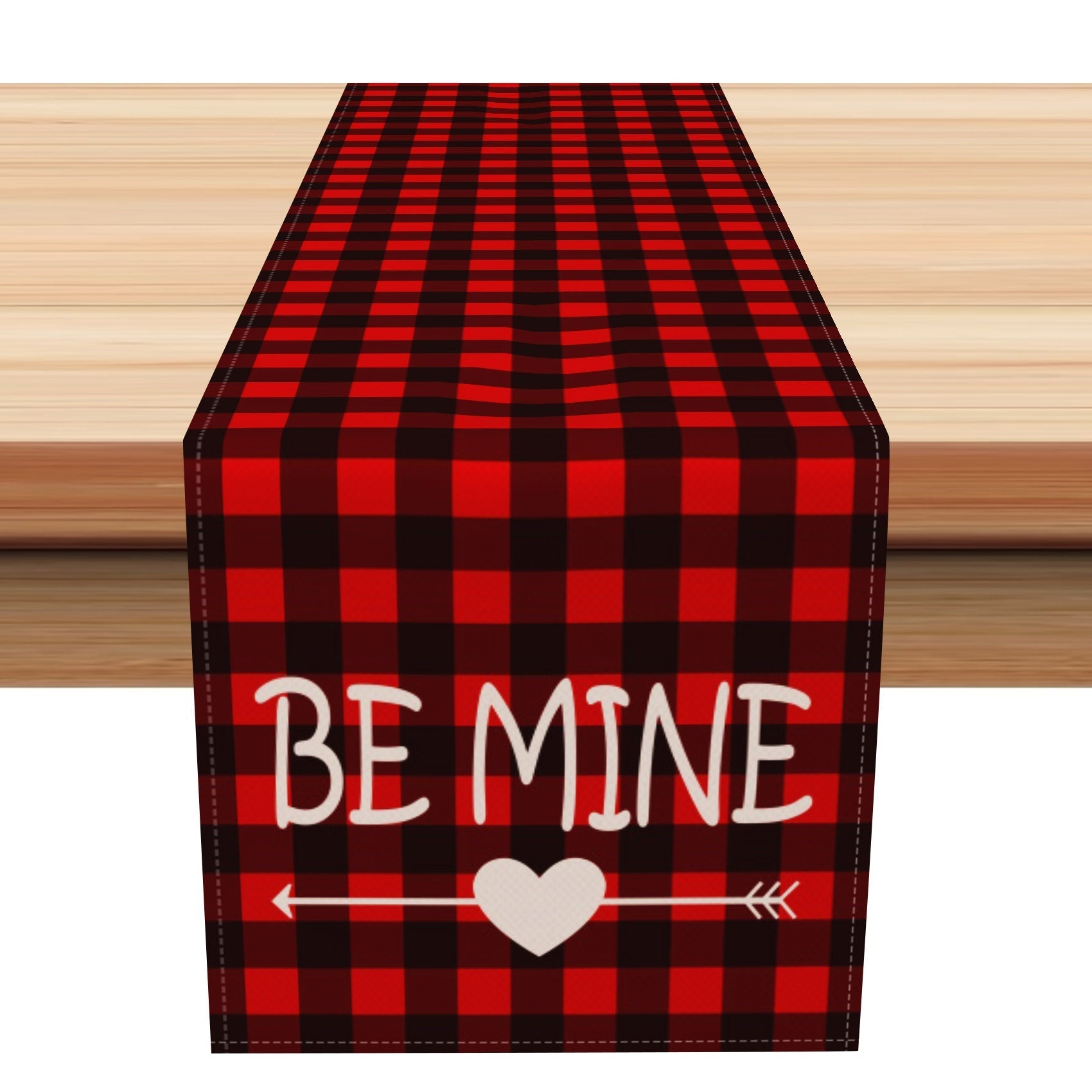 Aperturee - Aperturee Be Mine Red Black Plaid Valentines Day Table Runner