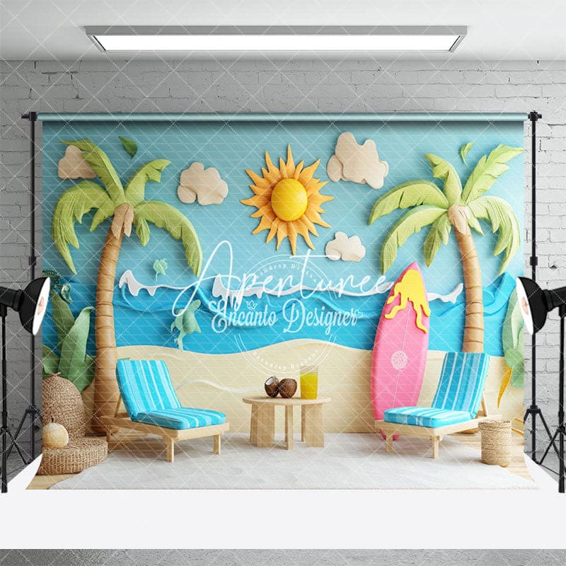 Aperturee - Aperturee Beach Lounge Chairs Surfboards Summber Vibe Backdrop