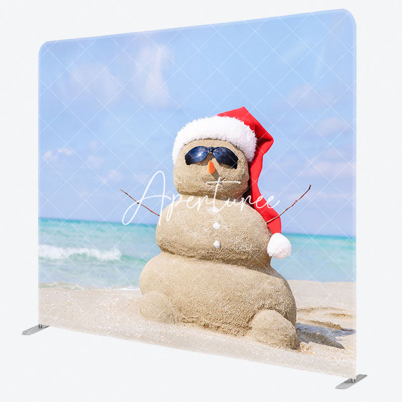 Aperturee - Aperturee Beach Sandyman Christmas In July Pillow Case Backdrop