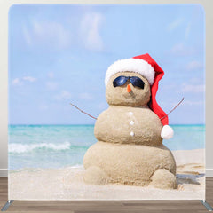 Aperturee - Aperturee Beach Sandyman Christmas In July Pillow Case Backdrop