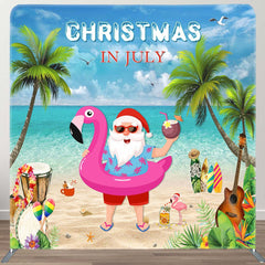 Aperturee - Aperturee Beach Santa Claus Summer Christmas Square Backdrop