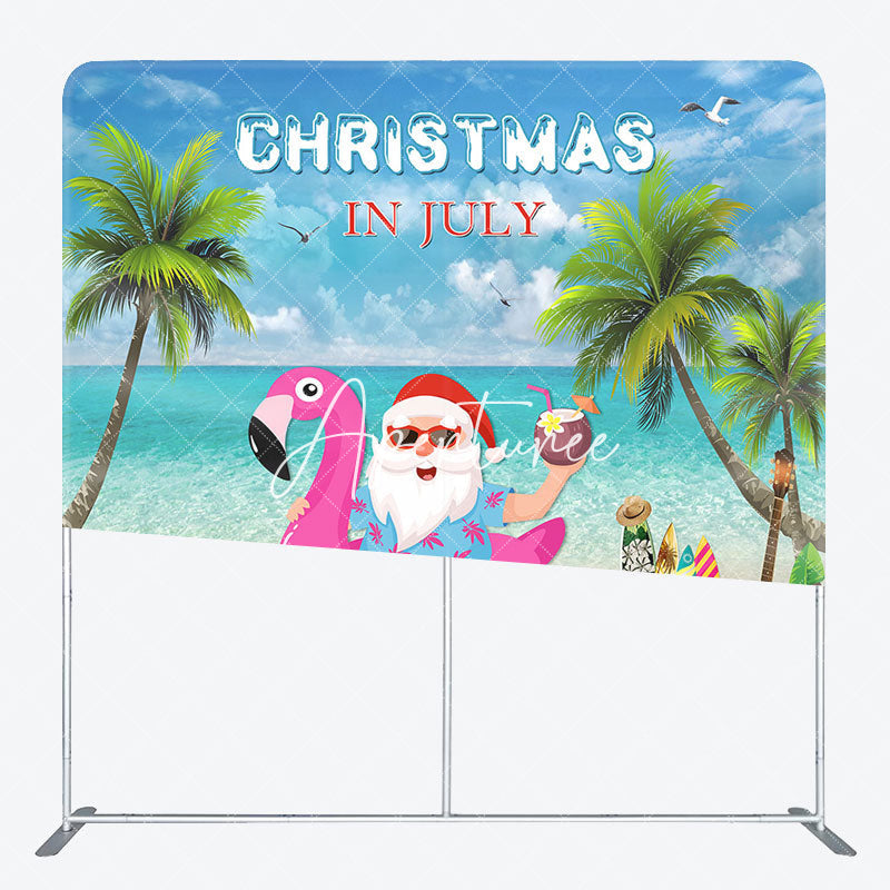 Aperturee - Aperturee Beach Santa Claus Summer Christmas Square Backdrop