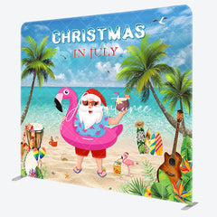 Aperturee - Aperturee Beach Santa Claus Summer Christmas Square Backdrop