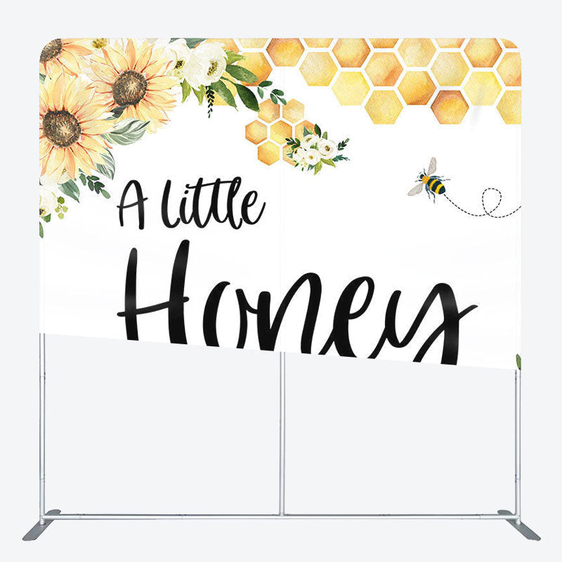 Aperturee - Aperturee Bee Sunflower Fabric Backdrop Cover for Baby Shower