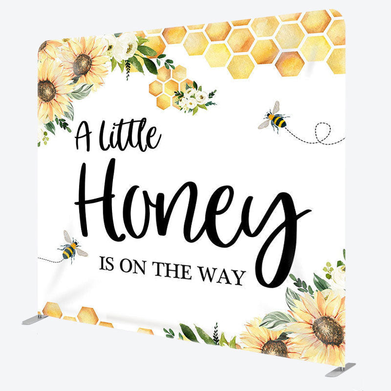 Aperturee - Aperturee Bee Sunflower Fabric Backdrop Cover for Baby Shower