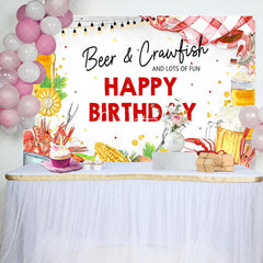 Aperturee - Aperturee Beer Crawfish Corn Camping Happy Birthday Backdrop