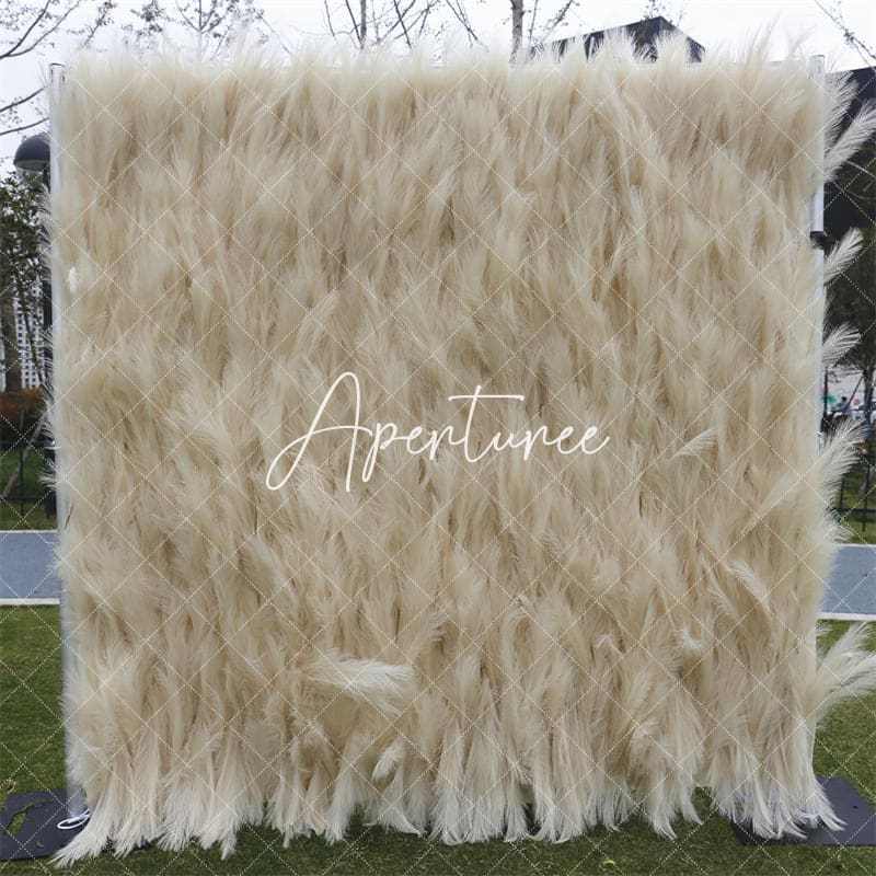 Aperturee - Aperturee Beige Boho Artificial Reed Birthday Party Decor