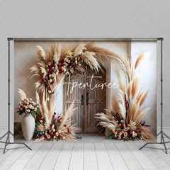 Aperturee - Aperturee Beige Boho Floral Wood Indoor Photography Backdrop