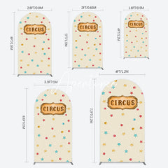 Aperturee - Aperturee Beige Colorful Stars Circus Birthday Arch Backdrop