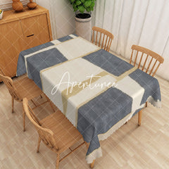 Aperturee - Aperturee Beige Irregularity Rectangle Tablecloth Home Decor