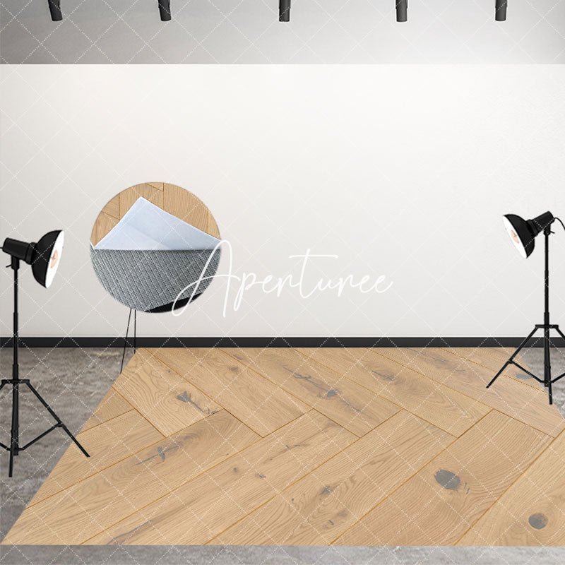 Aperturee - Aperturee Beige Natural Wooden Grain Fabric Floor Backdrop