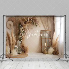 Aperturee - Aperturee Beige Plume Window Bedroom Boho Photography Backdrop