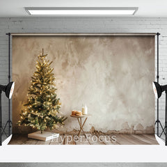 Aperturee - Aperturee Beige Vintage Wall Xmas Tree Table Christmas Backdrop