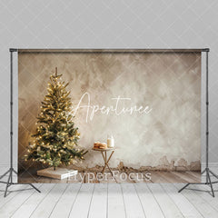 Aperturee - Aperturee Beige Vintage Wall Xmas Tree Table Christmas Backdrop