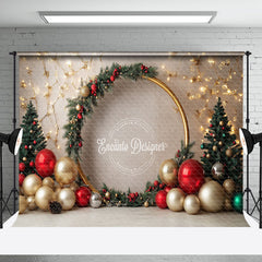 Aperturee - Aperturee Beige Wall Light Strip Pine Leaf Christmas Backdrop