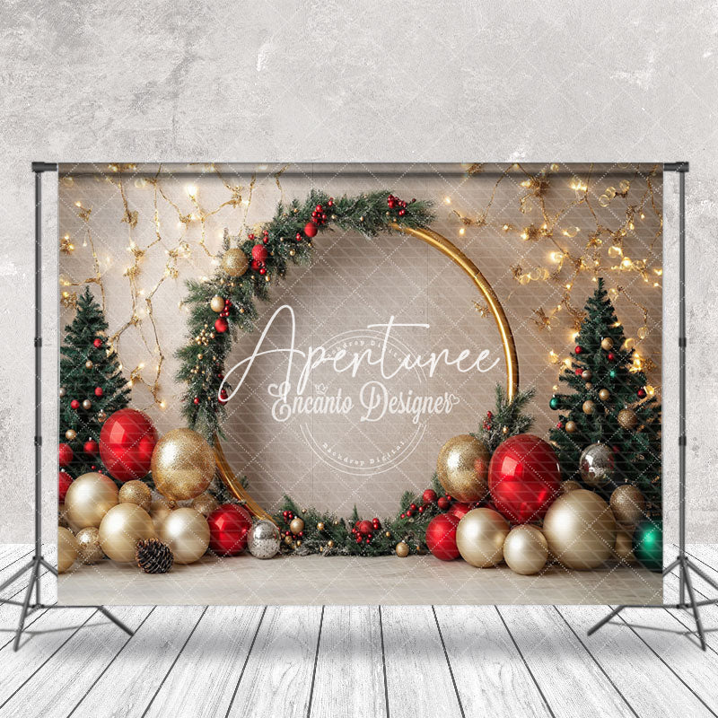 Aperturee - Aperturee Beige Wall Light Strip Pine Leaf Christmas Backdrop