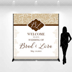 Aperturee - Aperturee Beige White Floral Custom Name Bridal Shower Backdrop