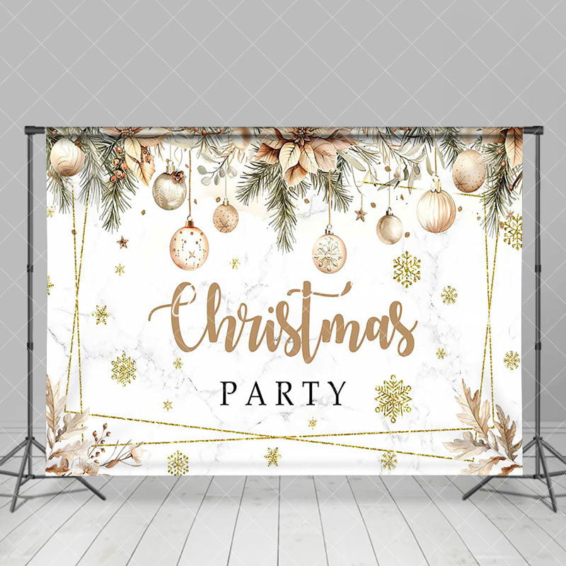 Aperturee - Aperturee Bells Floral Boho Marbled Christmas Party Backdrop