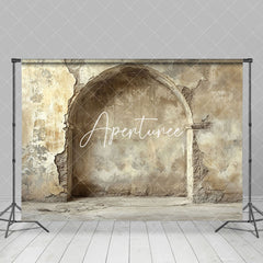 Aperturee - Aperturee Biege Shabby Retro Arch Retro Wall Photo Backdrop