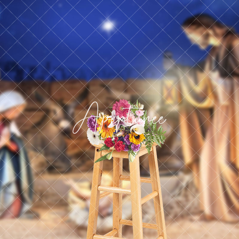 Aperturee - Aperturee Birth Of Jesus Christmas Night Backdrop For Photo