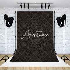 Aperturee - Aperturee Black Abstract Vintage Floral Pattern Damask Backdrop