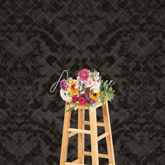 Aperturee - Aperturee Black Abstract Vintage Floral Pattern Damask Backdrop